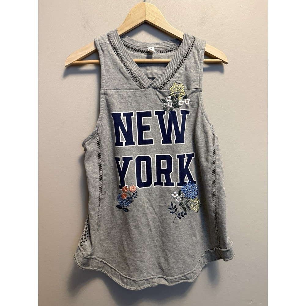 Daily Practice Anthropologie Tumble Turn New York floral embroidery tank Large - Picture 1 of 10
